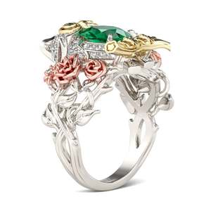 Bague Jeulia réglable en argent sterling plaqué or rose avec motif hibou à coupe ovale - Product Image 3