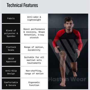 เสื้อกีฬาแขนแร็กแลนของผู้ชายเสื้อแร็กแลนเสื้อแร็ชการ์ดแบบระบายอากาศได้ดีสีพื้น - Product Image 4