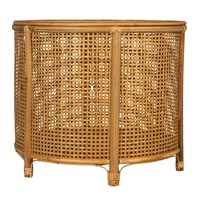 Table basse ronde artisanale innovante en rotin et bambou avec rangement pour salle à manger, salon, mobilier de maison contemporain, vente en gros