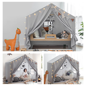 Tentes de lit de taille double Grand château de princesse Pompons Tente de jeu Tente d'intérieur Playhouse pour lit de fille Auvent - Product Image 2