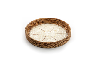 ถาดไม้ม็อบทำมือรูปหญ้าทะเลถาดเสิร์ฟทำจากหวายมุกดีไซน์ใหม่ล่าสุด - Product Image 3