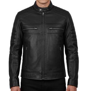 Chaqueta de Cuero para Hombre, Cuero Vacuno Genuino con Cuello Interior de Piel Sintética, Chaqueta 2025 - Product Image 1
