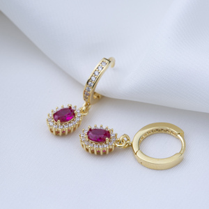 Boucles d'oreilles en pierre de rubis, bijoux turcs en argent Sterling 925 - Product Image 4
