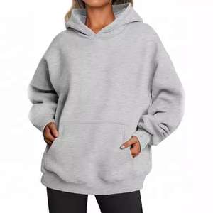 Femmes de haute qualité coton polaire sweat à capuche surdimensionné à manches longues pull sweat poche imprimé tricoté automne hiver tenue - Product Image 4