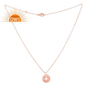 14k Rose Gold Plated Plain 925 Sterling Silver Handmade Astrology Style Pendant Necklace Jewelry Wholesale - Product Image 3