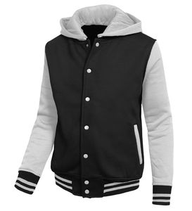 Nouveau Style Street Wear Hommes Varsity College Veste Respirant Vintage Personnalisé Patch Baseball Bomber Stand À Capuche Polaire - Product Image 1