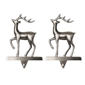 Stylish Metal Double Cast Iron Reindeer Stocking Holder for <b>Christmas</b> Decoration Mantle <b>Christmas</b> Stocking Holder - Product Image 1