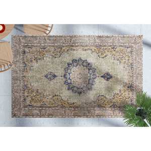 Floral Medallion Printed <b>Rug</b>: Turkish-Inspired Soft 3D Design,Velvet <b>Rug</b> - Product Image 1