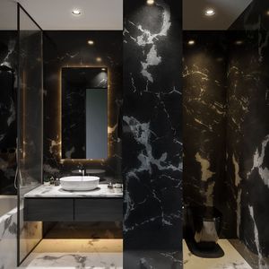 <b>Black</b> and Wood Bathroom Vanity Two Tone Vanity <b>Cabinet</b> Matt <b>Black</b> Membrane Doors Modern Bathroom - Product Image 3