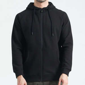 Sweat à capuche personnalisé lourd 100% coton polaire pour hommes Streetwear couleur unie fermeture éclair hiver à capuche - Product Image 1