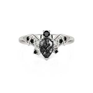 Bague Jeulia gothique en quartz rutilé noir en argent sterling - Product Image 1