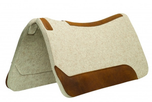 Tapis de selle western classique polyvalent en feutre de laine de haute qualité avec doublure en polycoton et patchs en cuir véritable personnalisables - Product Image 2