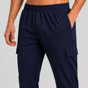 Slimvault <b>Joggers</b> (<b>Navy</b>) Regular Fit 100% Cotton Customizable Logo Zippers Pleats Decor XL Size Straight Pattern High Mid Long - Product Image 5