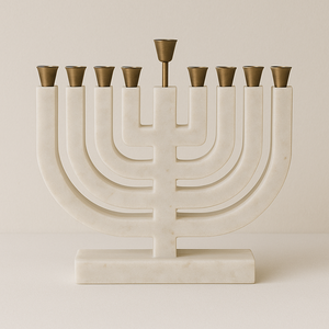 Menorá Decorativa de Estilo Moderno con Aspecto de Piedra, Candelabro para Hanukkah, Elegante Estilo Curvo, Decoración Judía para el Hogar, Premium - Product Image 5