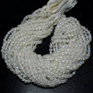 4mm lisse Flashy blanc arc-en-ciel pierre de lune perles Quartz rond pierre lâche pour la fabrication de bijoux Style brin - Product Image 1