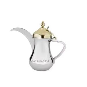 Théière en métal Dallah de culture de style arabe fait à la main plaqué argent utilisation pour la maison et l'hôtel bouilloires à thé et à café - Product Image 2