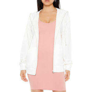 2024 nouvelles femmes mode pull à capuche fermeture éclair Polyester coton mélangé sweat grande taille à capuche Style sweat à capuche personnalisé - Product Image 1