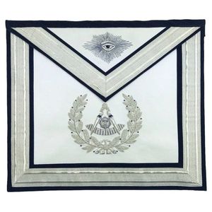Delantal Masónico de Ex-Maestro Masón Bordado a Mano en Plata, Delantal de Ex-Maestro Masón de Logia Azul - Product Image 1
