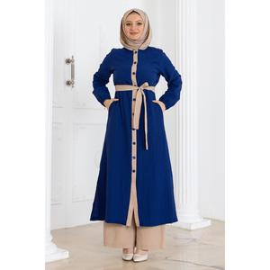 Conjunto Casual de Dos Piezas para Mujer, con Capucha y Botones, Color Índigo, MSW19238-3, Otoño, con Blusa Larga y Blusa Corta - Product Image 1