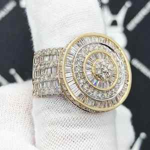 Baguette Original y corte redondo Moissanite diamante Hip Hop joyería de lujo 925 plata esterlina anillo de mujer personalizado - Product Image 4