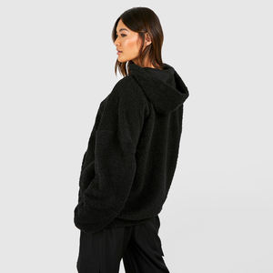 Teddy Fleece Hoodies for Women Custom Logo Embroidery Sherpa Fleece Heavyweight Pullover for Winter Streetwear OEM ODM - Product Image 6