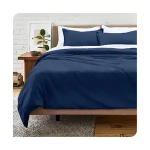 Set di biancheria da letto con ricamo personalizzato per Hotel Set di biancheria da letto con copripiumino King Size in cotone bianco