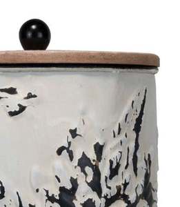 Récipient de stockage galvanisé rond en métal fait à la main de conception simple avec couvercle noir idéal pour l'organisation de la maison et de la cuisine - Product Image 4