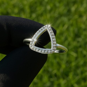 วงแหวนเงินแท้ 925 ทรงทริลเลียน ขอบประดับลูกปัด สำหรับทำเครื่องประดับ DIY วงแหวนเปล่าทรงทริลเลียนสำหรับงานฝีมือ - Product Image 1