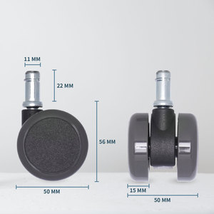 Roulette de remplacement pivotante de 2 pouces pour chaise de bureau avec tige à anneau de friction universelle en PU - Product Image 2