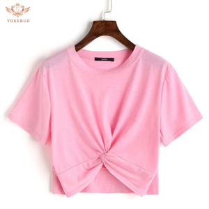 Camisetas extragrandes informales de algodón 100% para mujer, camisetas de verano con cuello redondo, ajustadas, de talla grande, transpirables y ecológicas, precio de diseño personalizado - Product Image 5