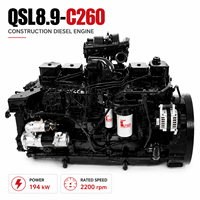 Mesin Diesel Konstruksi Cummins QSL8.9-C260 194kW 260HP 2200RPM 6 Silinder Turbo untuk Mesin Excavator Loader
