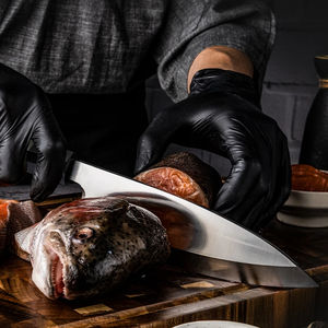 Cuchillo Deba Moderno Grandsharp de 8'' para Sushi, Cuchillos Japoneses para Sashimi, Pescado y Salmón con Mango de Cuerno de Búfalo Negro y Madera de Hierro del Desierto - Product Image 3