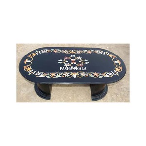 Diseño único y última colección Pietra Dura mármol negro con incrustaciones de mesa y hermoso para la decoración del hogar y del hotel - Product Image 1