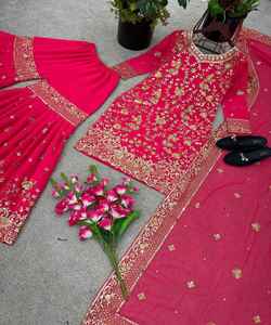 Venta al por mayor Chinon Top Pant Dupatta Set: Venta al por mayor Chinon Top Pant dupatta conjuntos disponibles en una variedad de colores y patrones - Product Image 5