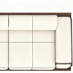 Canapé en cuir véritable de style moderne scandinave Tendance 3 places Design écologique en noyer crème Salon Villa Parc scolaire - Product Image 1