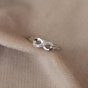 แหวนเงินสเตอร์ลิง925แบบเรียบง่ายทำด้วยมือเครื่องประดับลูกบาศก์เซอร์โคเนียน้ำหนักเบาสำหรับผู้หญิงสำหรับวันครบรอบแต่งงาน - Product Image 2