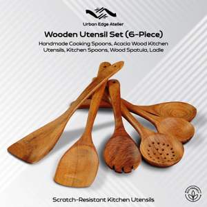 Ustensile d'acacia service à salade en bois de manguier lot de 2 service à salade en bois lot de 2 fait à la main KETCHENWAR UNIQUE - Product Image 2