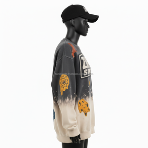 Sudadera para Mujer con Efecto Desgastado por el Sol, 350GSM, Felpa de Algodón Suave, Tinte Degradado con Parche Colorido y Logotipo Personalizado, Sudadera Transpirable para Mujer - Product Image 3