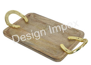 Exhibición de bandejas de madera de almacenamiento de gran espacio con asas sólidas de aluminio Colección de cocina Bandeja de servicio de lujo con OEM personalizado - Product Image 2