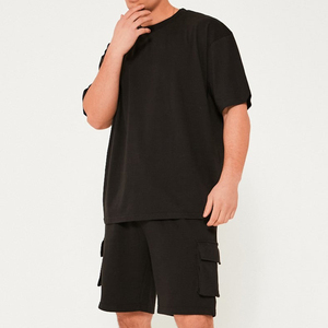 Vente en gros de t-shirts ensemble court sweat ensemble 2 pièces t-shirts et shorts pour hommes ensembles t-shirt et short délavés surdimensionnés 100% coton t-shirt pour hommes - Product Image 5