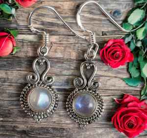 Rainbow Moonstone <b>Sterling</b> <b>Silver</b> <b>Stud</b> Earrings Gold Plated Cute Elegant Gift for Women Boho Style Party - Product Image 5