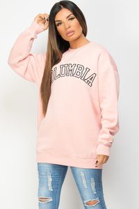 Breathable Custom Pink Round Neckline Women's Embroidered Long Sleeves Sweatshirt Women's Sweatshirt & <b>Workout</b> <b>Hoodies</b> For Women - Product Image 4