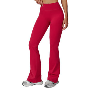 High Waist Elastic Outdoor Sports Wear Running Workout Flare Pants Loose Comfortable Yoga <b>Leggings</b> for Women - Product Image 4