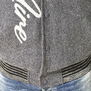 Veste d'hiver pour homme, style Letterman, col rabattable personnalisé, logo sur le devant, coupe-vent, denim, cuir véritable, vintage, respirante, séchage rapide - Product Image 5