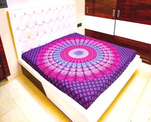 Nueva llegada indio hecho a mano impreso sábana de algodón puro para decoración del hogar y el hotel - Product Image 1
