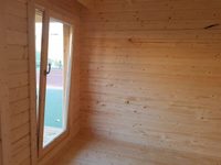 Maison en bois Semfya, cabane en rondins préfabriquée à 3 pièces, Oscar-Modern Garden Guesthouse, maison d'hôtes en bois massif pour jardin, cour, 5 ans