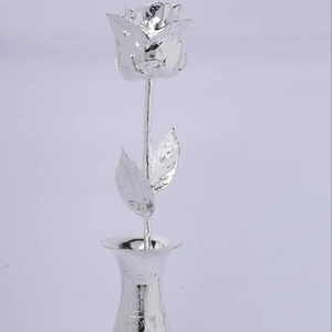 Elegante jarrón de rosas plateadas, centro de mesa romántico para bodas y decoración del hogar - Product Image 1