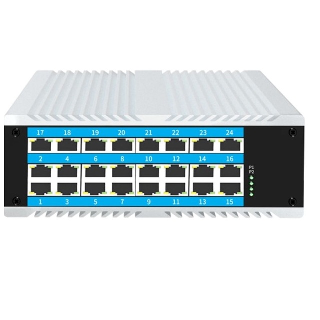 Mootek MT-IEUS-24P- 24-Port 10/100/1000M Gigabit Capacity Industrial Ethernet Network Switch Full-Duplex Half-Duplex 24V/1A