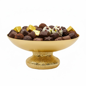 Classic Design Round Metal Chocolate Bowl With Ornate Gold Tray Platter Sweets Serving Bowl For Wedding <b>Eid</b> Ramadan And Events - Product Image 6