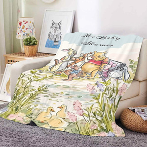 Coperta in spugna morbida e calda in poliestere, con design personalizzato a basso MOQ, orsetto Winnie Giallo <span class=keywords><strong>dei</strong></span> cartoni animati, ideale per hotel e viaggi, resistente all'usura. - Product Image 6